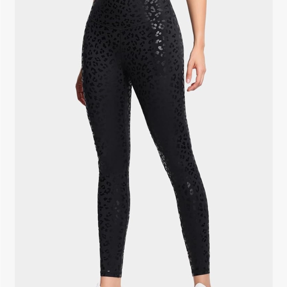 NWOT The Gym People Black Leopard Women's Leggings - Picture 1 of 9